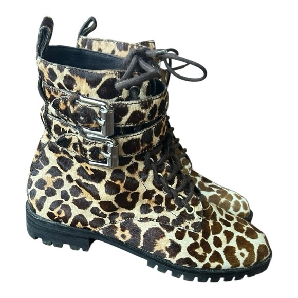 Rebecca Minkoff Jaiden Calf Leopard Combat Boots size 8.5 - Picture 1 of 5
